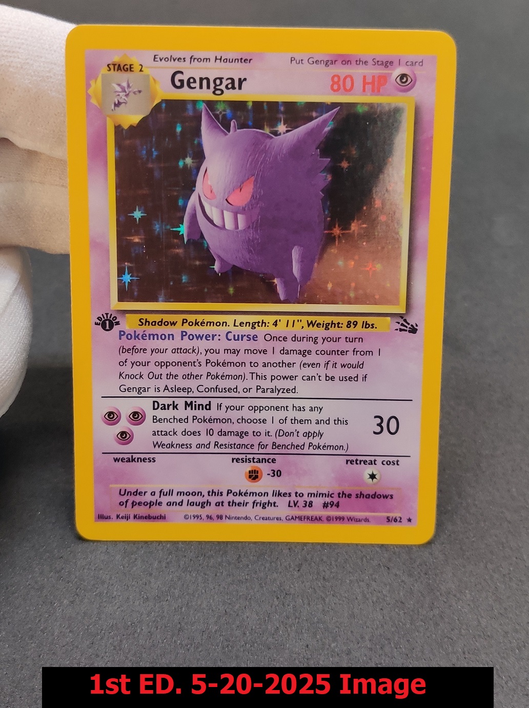 Gengar - 5/62 - Holo Rare - 1st Edition